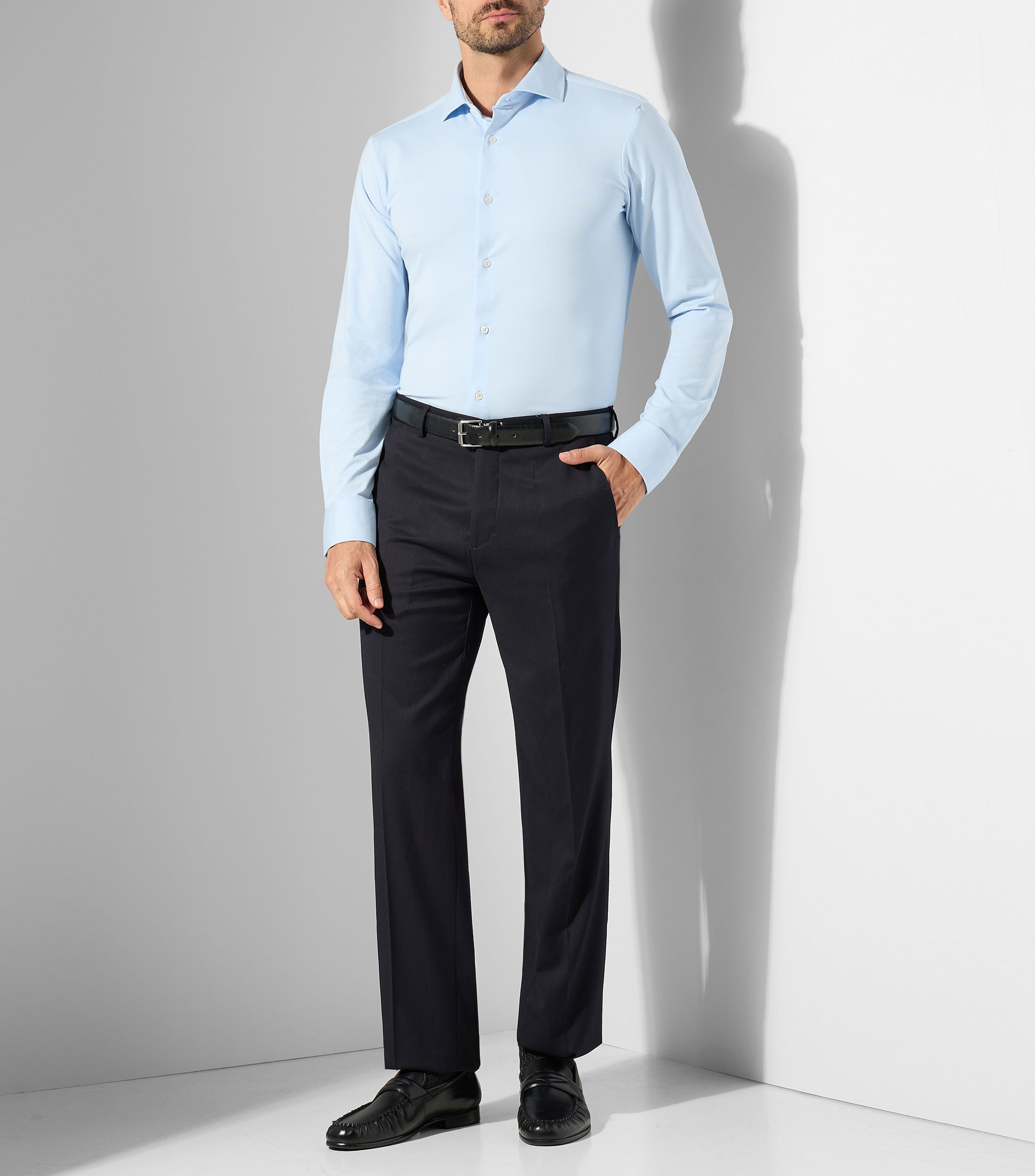Camisa lisa manga larga Hombre